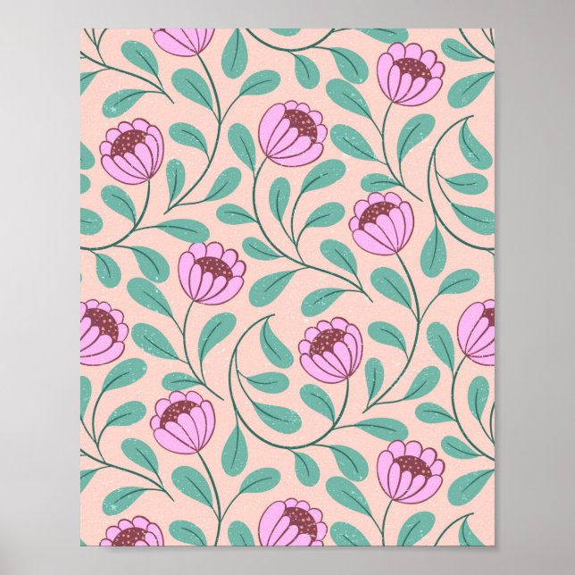 Poster Flores cor-de-rosa e negrito (Frente)