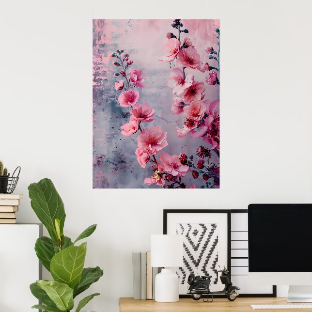 Poster Flores Cor-de-Rosa em Flor  (Escritório em casa)