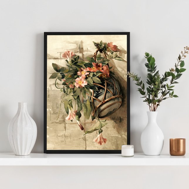 Poster Flores Cor-de-Rosa em Vaso Suspenso (Criador carregado)