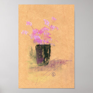Poster Flores cor-de-rosa num vaso preto