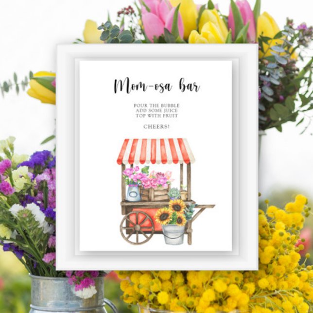 Poster flores cultivadas localmente baby shower - barra M (Criador carregado)
