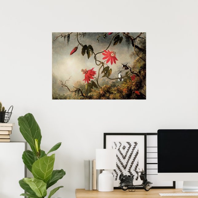 Poster Flores da Paixão com Beija-flores (Escritório em casa)