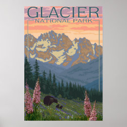 Poster Flores da primavera - Parque Nacional Glacier, MT
