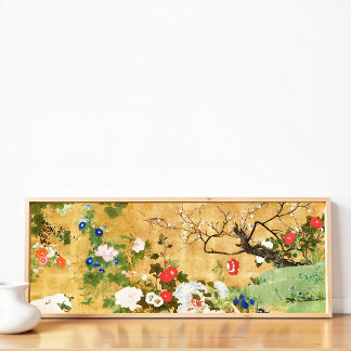 Poster Flores das quatro estações, Saito Ippo, Arte Asiát