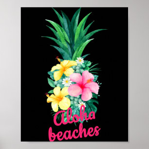 Poster Flores de abacaxi aloha aloha havaí vintage