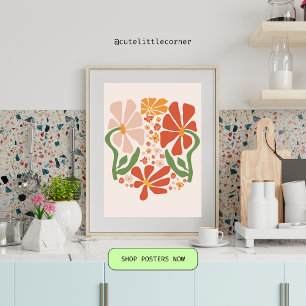 Poster Flores de Abstrato Boho