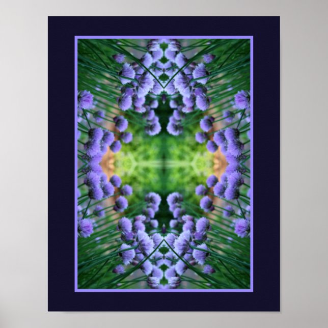 Poster Flores de Abstrato de Scallion Roxos Orton (Frente)