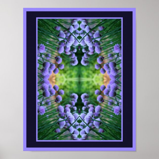 Poster Flores de Abstrato de Scallion Roxos Orton (Frente)