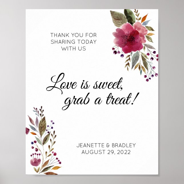 Poster Flores de Aquarela Buffet de Candy Greenery Greene (Frente)