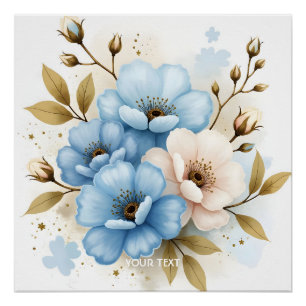 Póster Flores de Aquarela de Pastel Fantasy