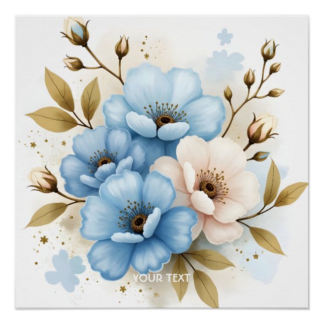 Póster Flores de Aquarela de Pastel Fantasy (Frente)
