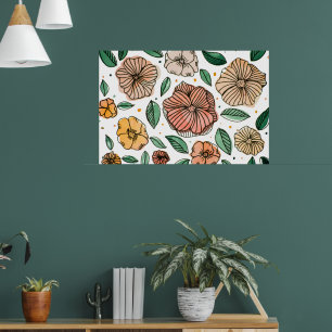 Póster Flores de aquarela e de tinta - paleta de colheita