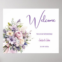 Poster Flores de aquarela. Sinal de Boas-Vindas do Casame