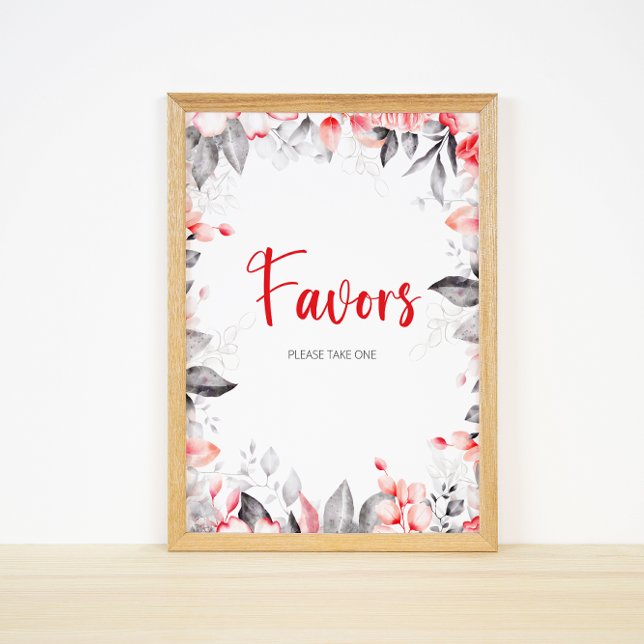 Poster Flores de Aquarela Vermelha e Cinza, por favor (Criador carregado)