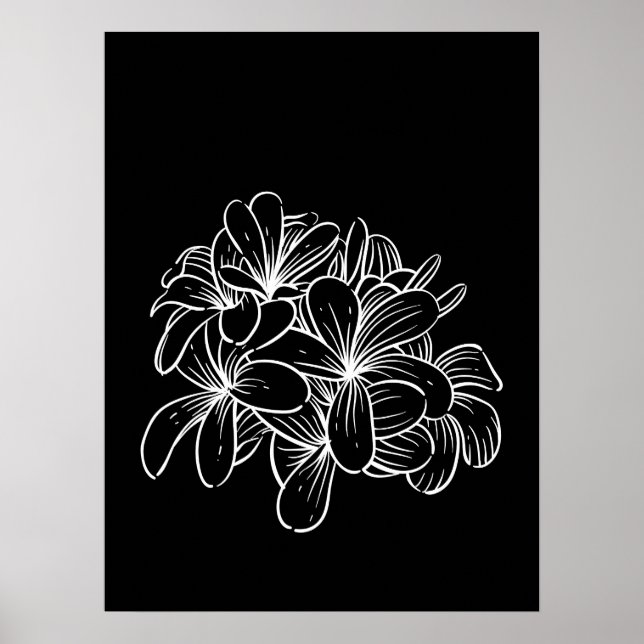 Poster Flores de Arte com Linha Floral Mínima Simples Bra (Frente)