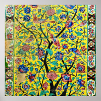 Flores de Arte Persa e Mosaico Azulejo de Aves, Ir