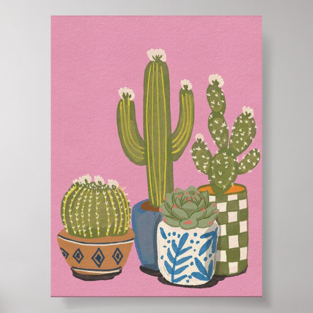 Poster Flores de Cacto Rosa (Frente)