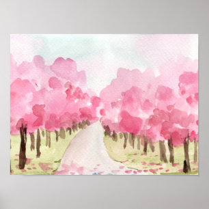 Poster Flores de Cereja Vinculadas em Ambos os Lados