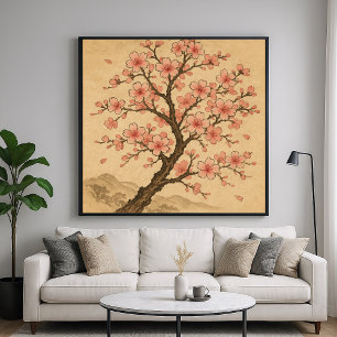 Poster Flores de Cerejeira - Estilo de Arte Tradicional J