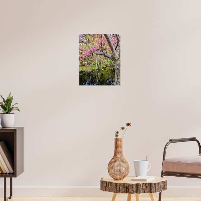 Poster Flores de Cerejeira Rosa ao Longo do Lago (Sala de Estar 3)