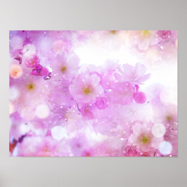 Poster Flores de Cerejeira Rosa Foto (Frente)