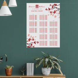 Poster Flores de Cerejeira Vermelhas 囍 Mapa de Assentos d