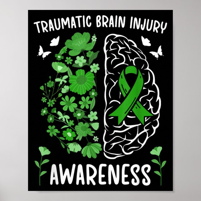 Poster Flores de Conscientização sobre Lesão Cerebral Tra (Frente)