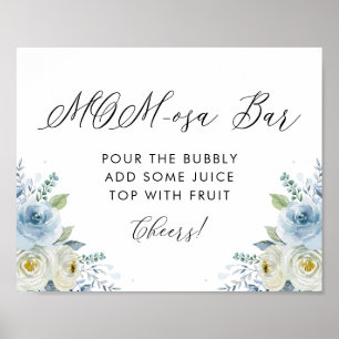 Poster Flores de Cor Azul e Branca de Água Bar Mãe-Oosa