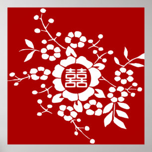 Poster Flores de Corta de Papel ・ Felicidade Dupla