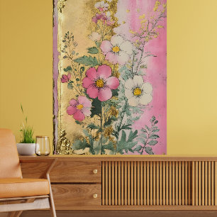 Poster Flores de Cosmos em plena floração com pétalas em 