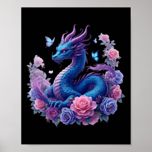 Poster Flores de Dragão Linda Arte Gráfico Colorido