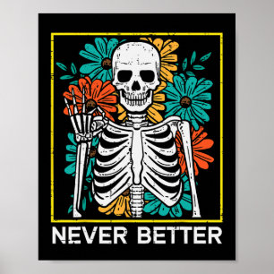 Poster Flores De Esqueleto De Halloween Nunca Melhor Figu