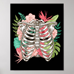 Poster Flores de Esqueleto Radiografia da Caixa Torácica