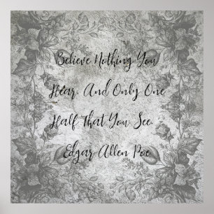 Poster Flores de Estilo Vintage em Poe Stone Edgar Allen