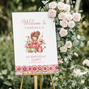 Poster Flores de Fada Rosa Caprichosas Bem-vindo ao 2º An