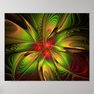 Poster Flores de fantasia fractal suaves e tenra