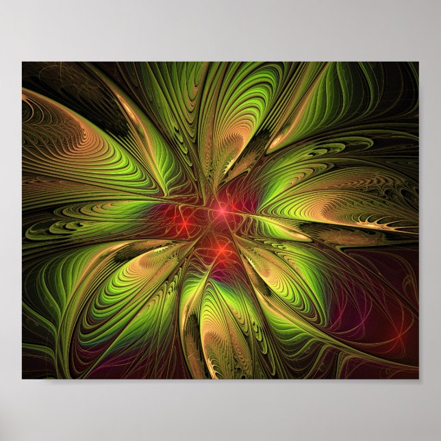 Poster Flores de fantasia fractal suaves e tenra (Frente)