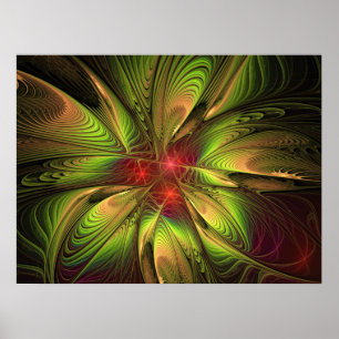 Poster Flores de fantasia fractal suaves e tenra