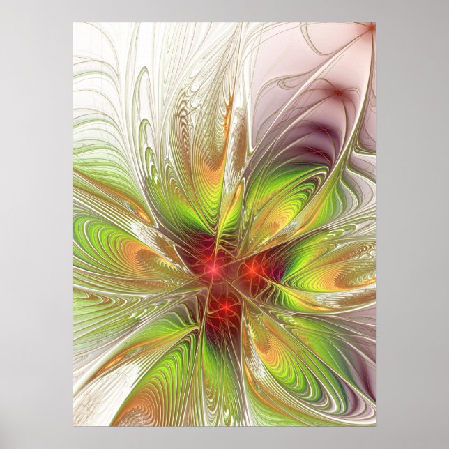 Poster Flores de fantasia fractal suaves e tenra (Frente)