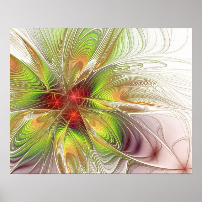 Poster Flores de fantasia fractal suaves e tenra (Frente)