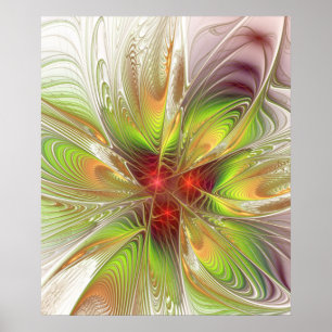 Poster Flores de fantasia fractal suaves e tenra