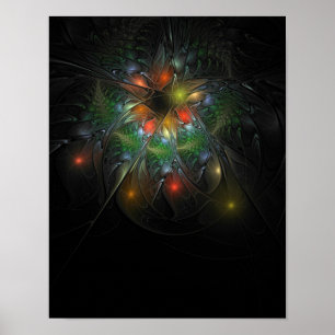 Poster Flores de fantasia fractal suaves e tenra