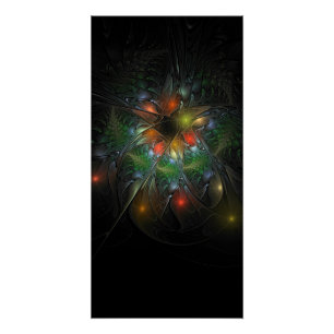 Póster Flores de fantasia fractal suaves e tenra