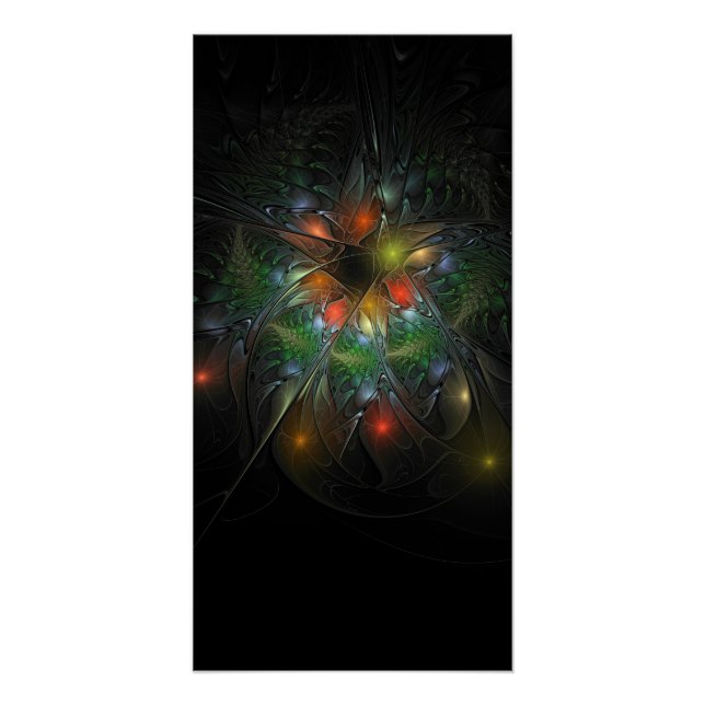 Póster Flores de fantasia fractal suaves e tenra (Frente)