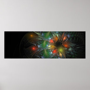 Poster Flores de fantasia fractal suaves e tenra