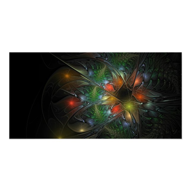 Póster Flores de fantasia fractal suaves e tenra (Frente)