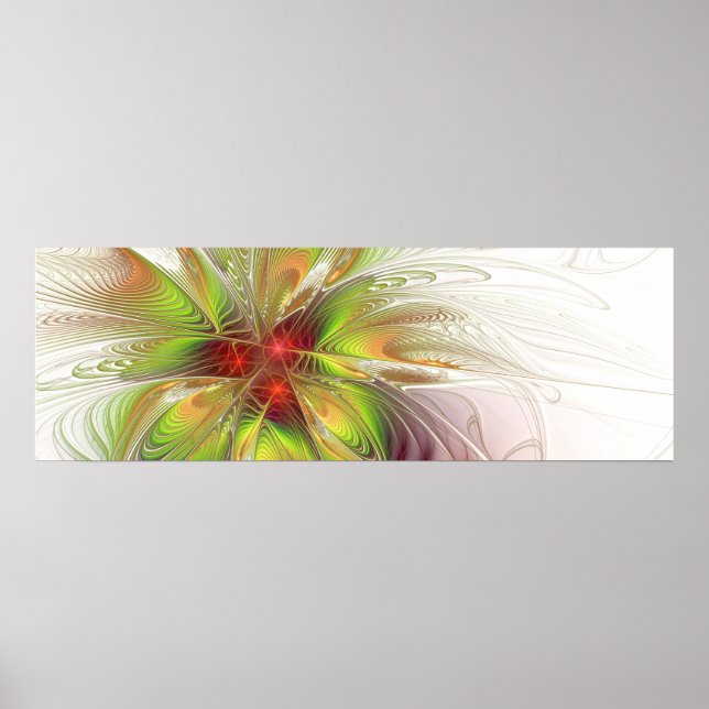 Poster Flores de fantasia fractal suaves e tenra (Frente)