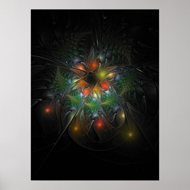 Poster Flores de fantasia fractal suaves e tenra (Frente)