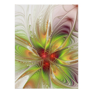 Póster Flores de fantasia fractal suaves e tenra