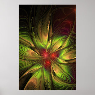 Poster Flores de fantasia fractal suaves e tenra